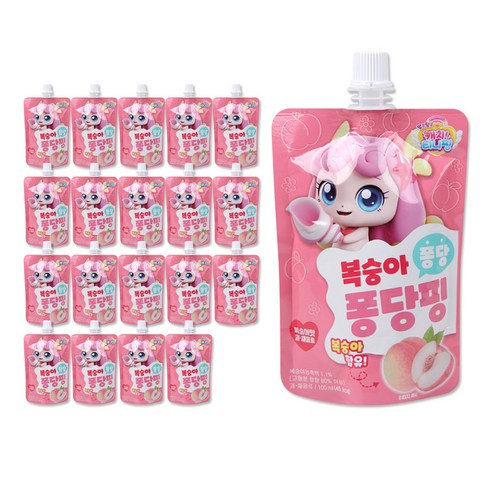캐치티니핑 복숭아 퐁당 퐁당핑 음료수 100ml, 20개