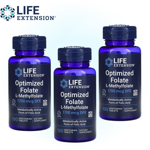 라이프익스텐션 옵티마이즈드 폴레이트 L-메틸폴레이트 1700mcg 베지테리안 타블렛, 100정, 1개