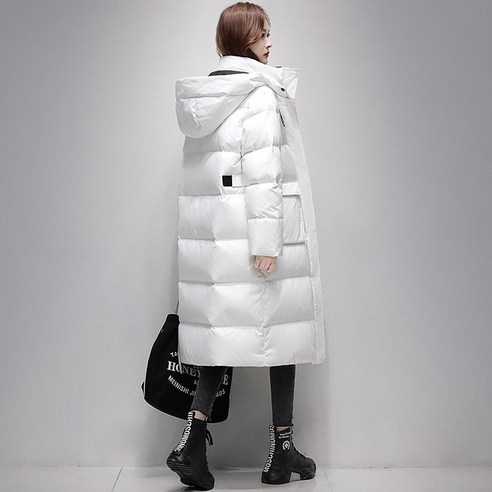 긴 다운 재킷 여성 겨울 중간 길이 새로운 긴 무릎 패션 모든 경기 여성 겨울 코트