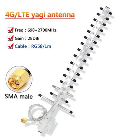 지향성 2700MHz 3G N 야기 방수 무선 앰프용 SMA GSM LTE 부스터 698 안테나 ~ 수 28dBi 실외 4G 에어리얼, 1개, 1) SMA Male and 1m 지향성dmb안테나 지향성 2700MHz 3G N 야기 방수 무선 앰프용 SMA GSM LTE 부스터 698 안테나 ~ 수 28dBi 실외 4G 에어리얼, 1개, 1) SMA Male and 1m 지향성dmb안테나