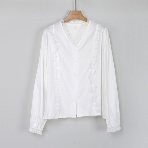 Mao [여섯 미터] 겨울 새로운 레이스 V 넥 긴팔 셔츠 카디건 한국어 스타일 느슨한 셔츠