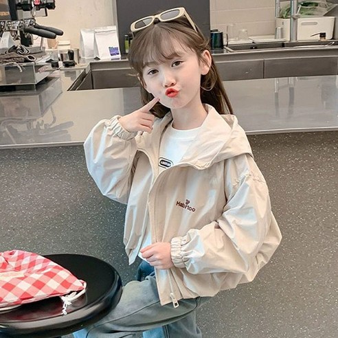 베스더스 유아동 키즈 주니어 여아 봄 가을 간절기 숏 후드 바람막이 자켓