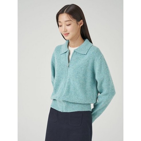 빈폴레이디스 [Green] 윙 칼라 니트 집업 가디건 카디건 라이트 그린 (BF395AN03L)