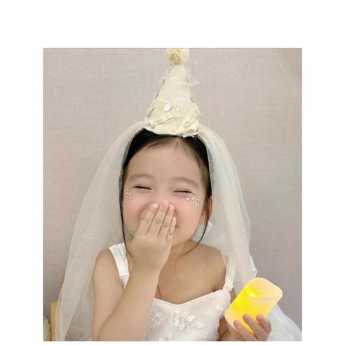 생일레이스꼬깔모자, 1개, 크림