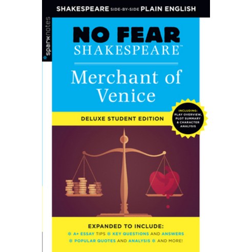(영문도서) Merchant of Venice: No Fear Shakespeare Deluxe Student Edition Volume 5 Paperback, Sparknotes