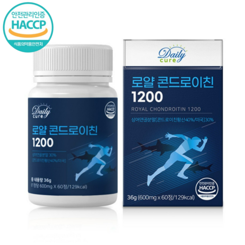 관절엔 콘드로이친 1200종근당 관절통쾌 식약처인증 HACCP 상어 연골 소 어골칼슘 보스웰리아, 6개, 60정