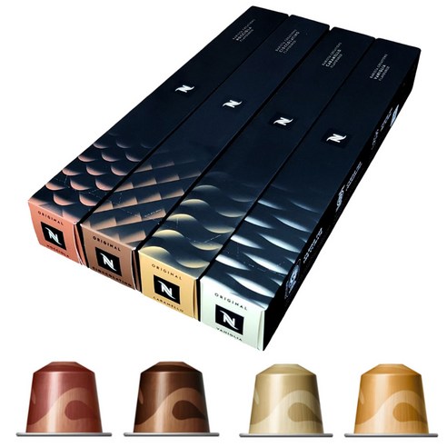 네스프레소 정품 캡슐 오리지널 바리스타 4종 세트 초콜릿향 바닐라향 헤이즐넛향 캐러멜향, 5g, 10개입, 4박스