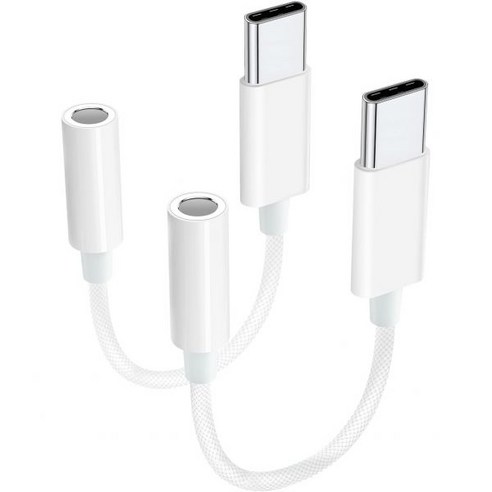 USB C~3.5mm 여성 헤드폰 잭 어댑터 아이폰 15용 (2-Pack) 타입 C~Aux 오디오 동글 케이블 코드 15 Pro Max/15 Plus 삼성 갤럭시 S24 S, Black