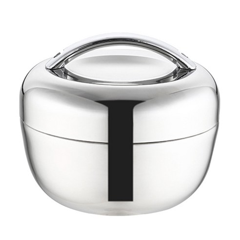Retemporel 1300Ml 스테인리스 도시락 식품 용기 손잡이 보온 그릇 휴대용 피크닉 도시락, 은_One Size, 1개, 은