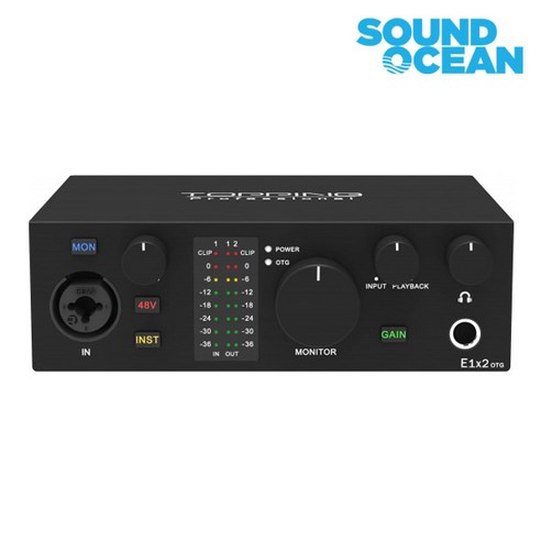 토핑 USB 오디오 인터페이스 TOPPING Professional USB Audio Interface, E1x2 OTG 블랙, 1개