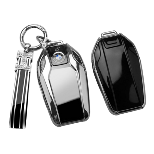 키에티 BMW 디스플레이 키케이스 + H큐빅 키체인, 실버+블랙