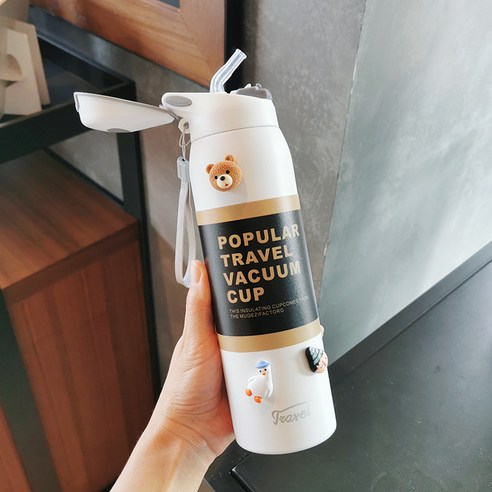 smy보온병 컵 대용량 물 컵 맞춤형 스포츠 간단한 휴대용 여성 학생 성인 탄성 뚜껑, 색깔1, 하나
