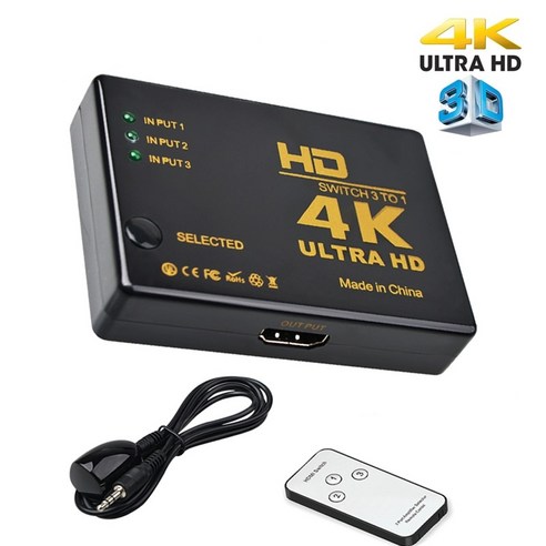 HDMI2.1 분배기 셀렉터 3 in 1 out hdmi 호환 비디오 스위처 스플리터 4k2k uhd 1080p 3 포트 선택기 3x1(ps3 ps4 pc hdtv용 원격 제어