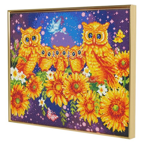 행운과 지혜를 수놓다, 씨엘 보석십자수 부엉이 프리미엄 액자