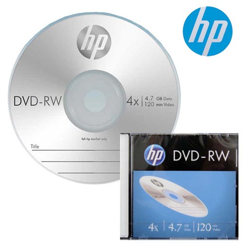 HP 공DVD-RW(10개입)-저장공간 음악 영화 기록 보존 공시디 DVD플레이어