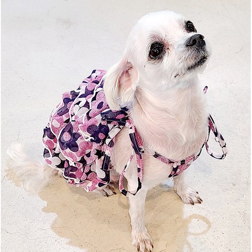 스마트어페럴 강아지 꽃무늬 원피스강아지옷, 핑크