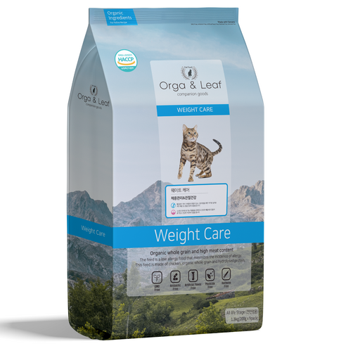 오가앤리프 캣 웨이트케어 유기농 길고양이 반려묘 다이어트 체중조절 가수분해 고양이 사료, 1개, 1.8kg