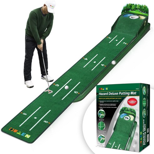 BOSUN 퍼팅연습기 골프 그린 연습 골프 퍼팅연습기 자동리턴 퍼팅 매트 골프연습기, 1개, 286cmX30cm 3D퍼팅 매트 * 1개