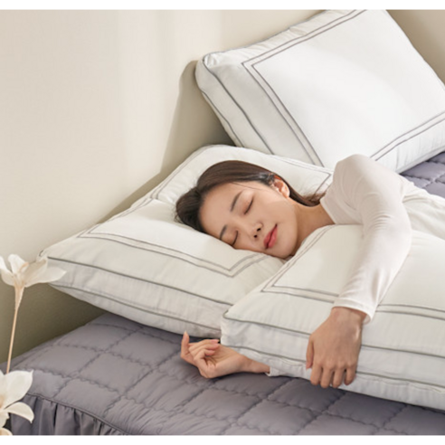 [1+1] 푹 잘자는 목이 편한 3D 입체 경추베개 일자목 거북목 경추 질환 예방(베개 커버 증정), 그레이, 2개