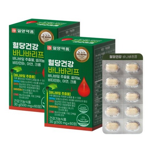 일양약품 혈당건강 바나바리프 영양제, 60정, 2개