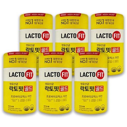 종근당 건강 락토핏 생 유산균 골드 LACTO FIT 리뉴얼 50포 유산균 이엠코퍼레이션 사은품 포함, 100g, 6개