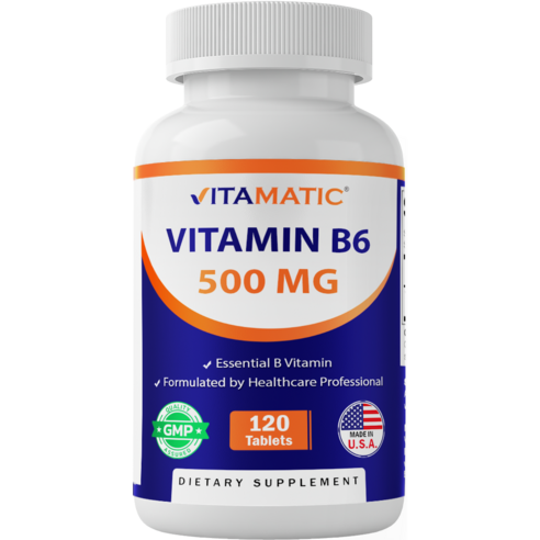 비타매틱 비타민 B6 (피리독신 HCI) 500 mg - 120 베지테리언 타블렛
