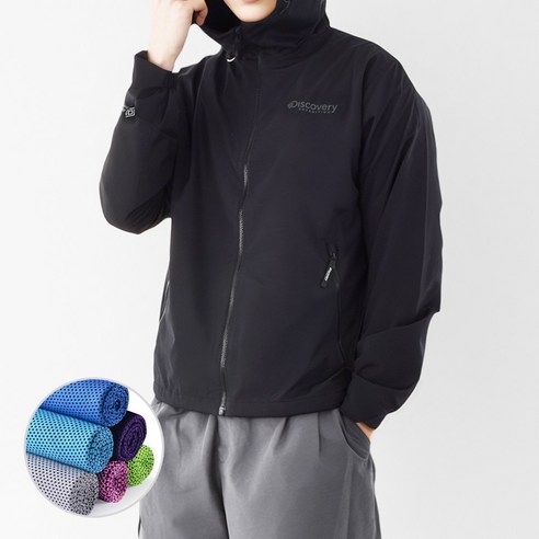 (매장정품) 디스커버리 바람막이 남성 방풍 자켓 간절기 아웃도어 점퍼 + 슈즈풀 스포츠타올 증정