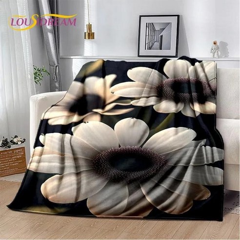 북유럽 태양 꽃 담요 던지기 침실 침대 소파 캠핑 여행 사무실, D.75x90cm, 1개, 27.28