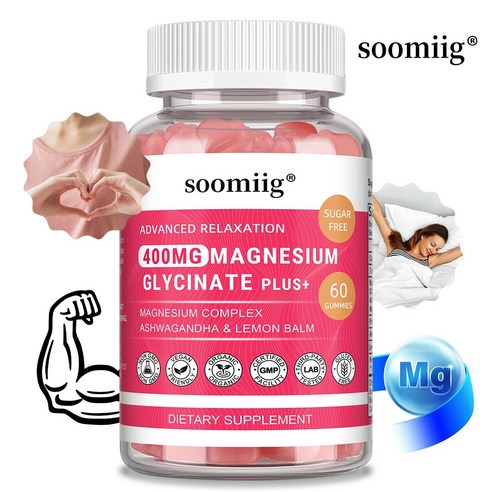 마그네슘 글리신 400mg 젤리, 남아공 취가, 사과산마그네슘, 타우린 첨가, 무설탕 포뮬라, 성인 어린이용 마그네슘 영양 보충제, 1개, 60회분