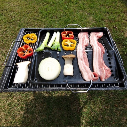 불꽃 없는 안전한 숯불구이, 꿉스 불판으로 캠핑의 맛을 더하세요!