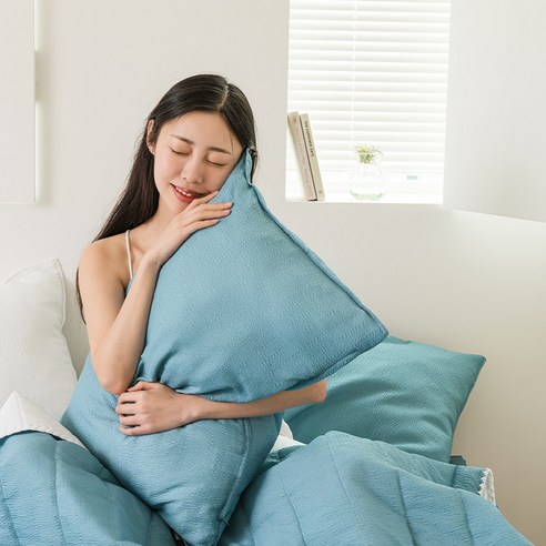 시원한 냉감 아사면 시어서커 양면 여름 이불 + 패드 + 베개커버 세트