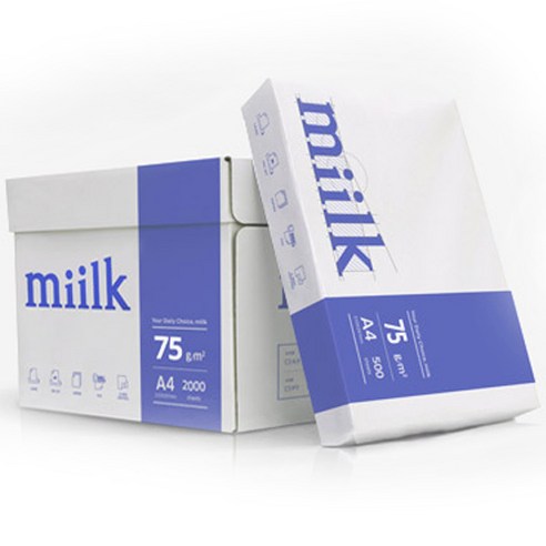 miilk A4용지 75g 1박스(2000매) Miilk, A4, 2000개