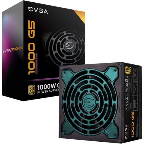 EVGA 1000 G5 80 플러스 골드 1000W 완전 모듈식 FDB 팬 포함 ECO 모드 100 일본 커패시터 10년 보증 ...