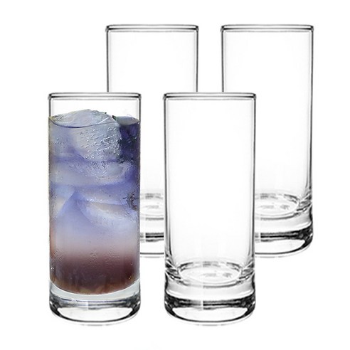 제니스 하이볼 글라스 유리컵 300ml, 4개, 투명