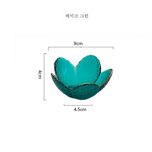 DFMEI 프놈펜 샐러드 볼 망치무늬 투명 유리볼 거실 가정용 과일볼 과반식기입니다., DFMEI 연꽃 그릇 작은 호수 그린 페인팅 골드