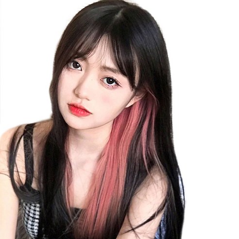 가발위드 단색 컬러피스 스트레이트 붙임머리 5.5cm(4개 1세트) 상품, 02.라이트핑크