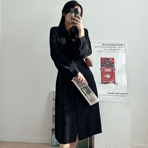 데일로엔 여성 카라 셔츠 스트링 롱원피스