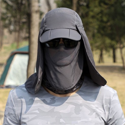 챙 접기 야구모 목도리 덮개 자외선 방지 낚시모 아웃도어 캐주얼 차양 모자 제작, 조절 가능, 진회색【30% 할인】