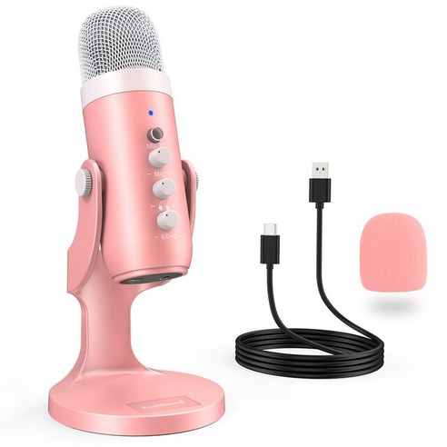 asmr마이크 방송용마이크 유튜브 개인방송 스탠드 먹방 ZealSound-USB 콘덴서 컴퓨터 PC 마이크 플러그 플, 02 pink