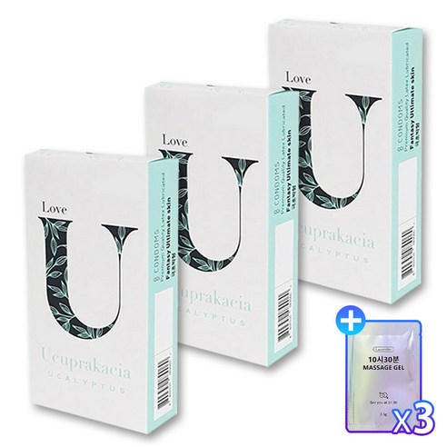 유추프라카치아 극초박형 콘돔 + 라벤더 마사지 젤, 3세트, 8개입