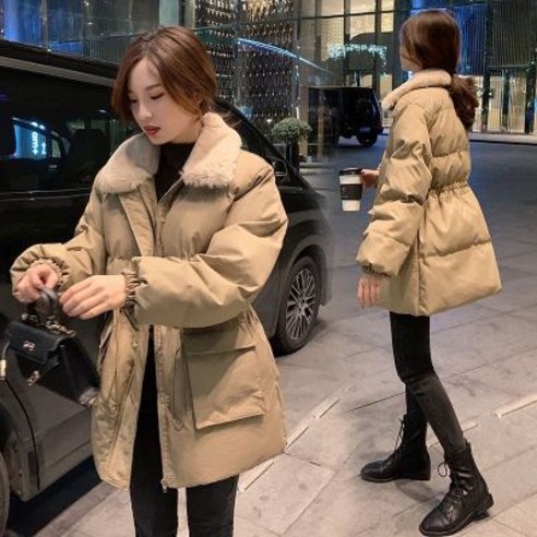 여성 면직물 재킷 한국 스타일 허리 꽉 코튼 패딩 코트 동문 겨울 느슨한 슬리밍 작은 빵 코트