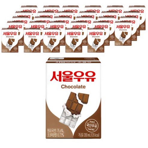 서울우유 멸균 초콜릿 우유, 200ml, 48개