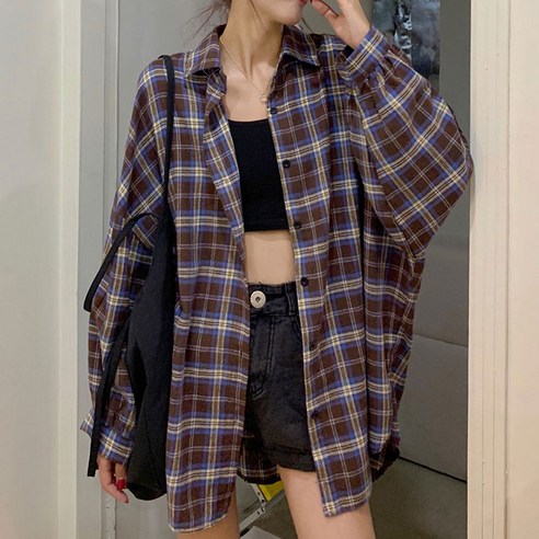 포플러앤씨 여성용 세임트 데님 셔츠 P24FST070905 여성데님셔츠 10 글램디아 여성 박시핏 빈티지 체크 남방 셔츠