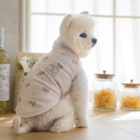 베일리펫 강아지옷 애견의류 테디 항균 슬리브리스 나시, 1개, 핑크