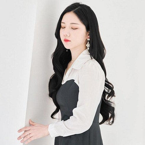 가발매니아 리치펌 글램루즈 5헤어피스 49cm 똑딱이 붙임머리 (제디원사), 다크블랙, 1개