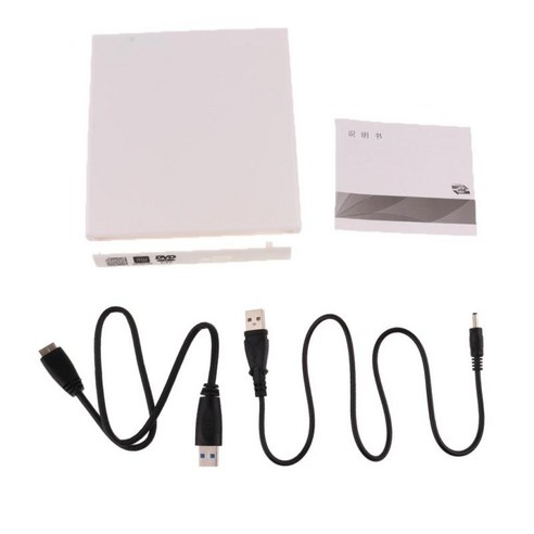 외부 USB3.0 인클로저 케이스 12.7mm SATA 용 광학 드라이브 카트리지, 화이트, 143x135x13mm, ABS