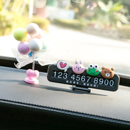 자동차 임시 주차 번호판, 1 건, 검은색 주차카드토끼, 개구리, 곰, 기포심   마카 스
