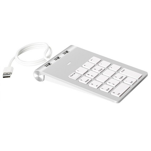 Xzante 미니 숫자 키패드 키보드 18 키 패드 (3 포트 포함) 노트북 데스크탑 pc 용 usb 허브, 은, 알루미늄 합금