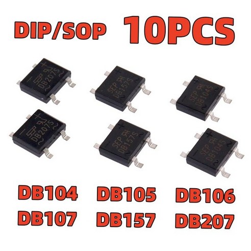 10PCS DB104 DB105 DB106 DB107 DB157 다이오드 브리지 1A 1000V DIP4 단상 정류기 ...