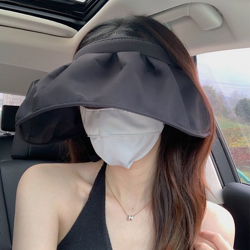 DFMEI 선캡 자녀 여름용 헤어밴드 조개껍데기 썬캡 빈털터리선캡, DFMEI 운탄흑